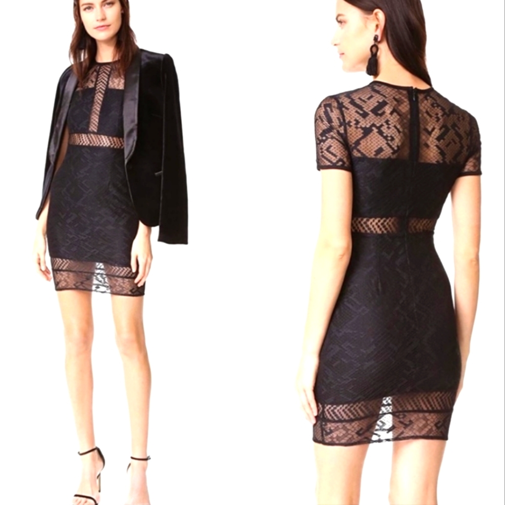 Bailey black lace panel dress